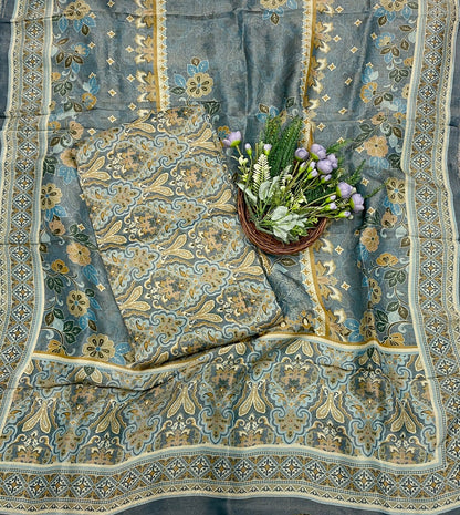 530C Shimmer Tassar Steal Grey Fabric/ CKC Tassar Suits