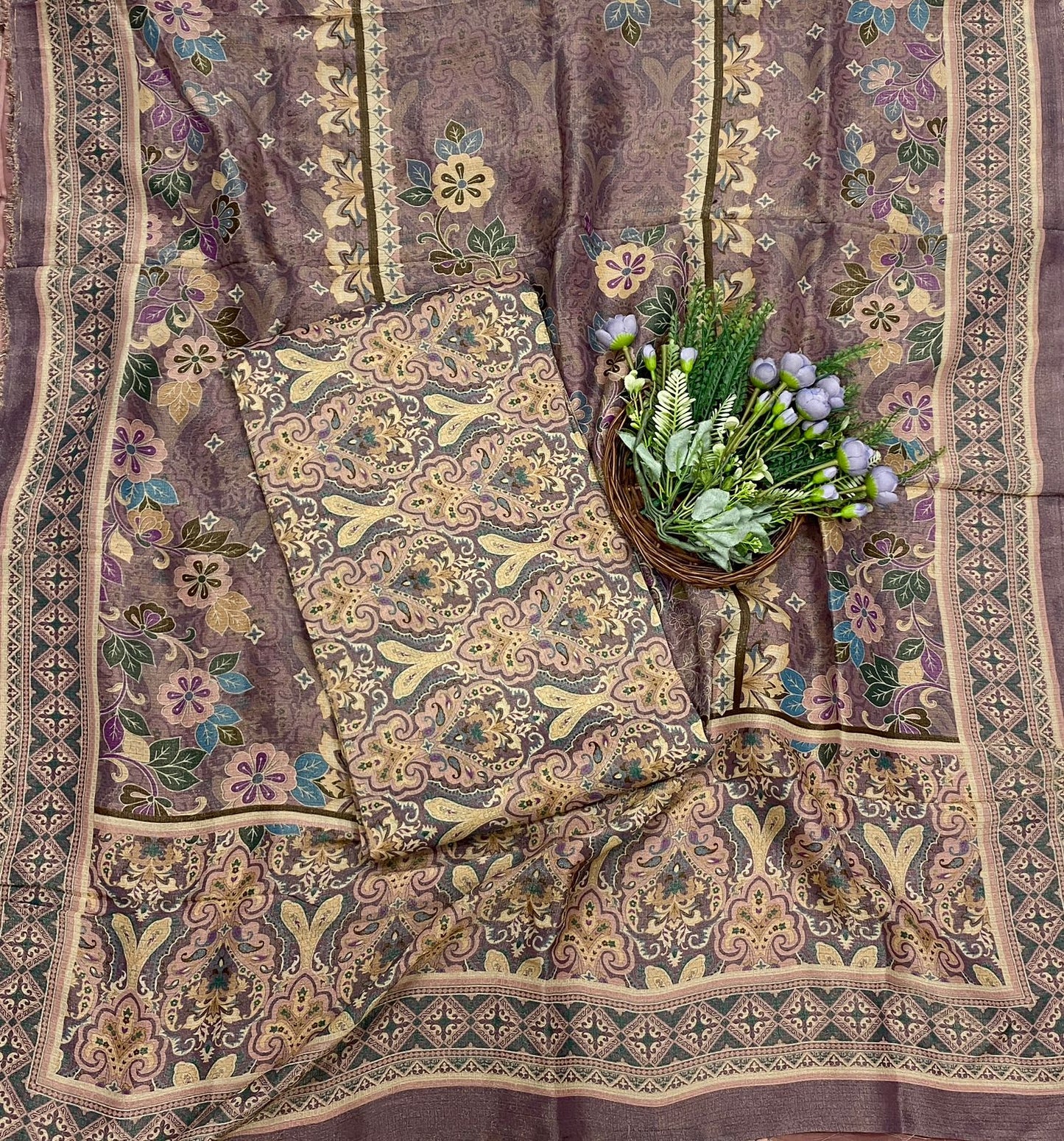 532C Shimmer Tassar Dusty Pink Fabric/ CKC Tassar Suits