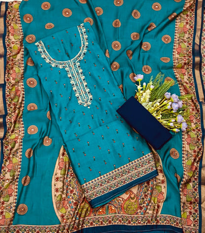 511C Maheshwari Blue Suit Fabric / CKC Maheshwari Suits