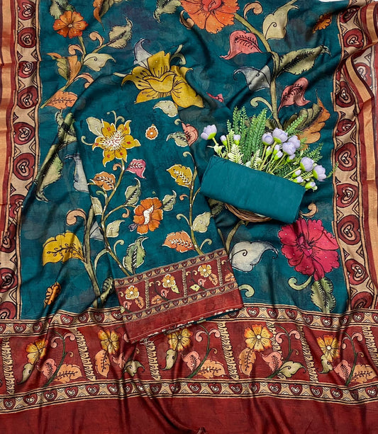 490C Maheshwari Peacock Blue Suit Fabric / CKC Maheshwari Suits