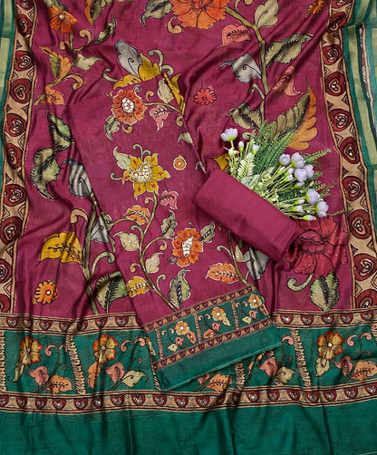492C Maheshwari Dark Pink Suit Fabric / CKC Maheshwari Suits
