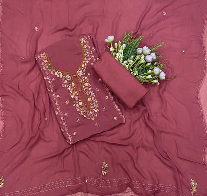 500C Georgette Carrot Pink Suit Fabric / CKC Georgette Suits