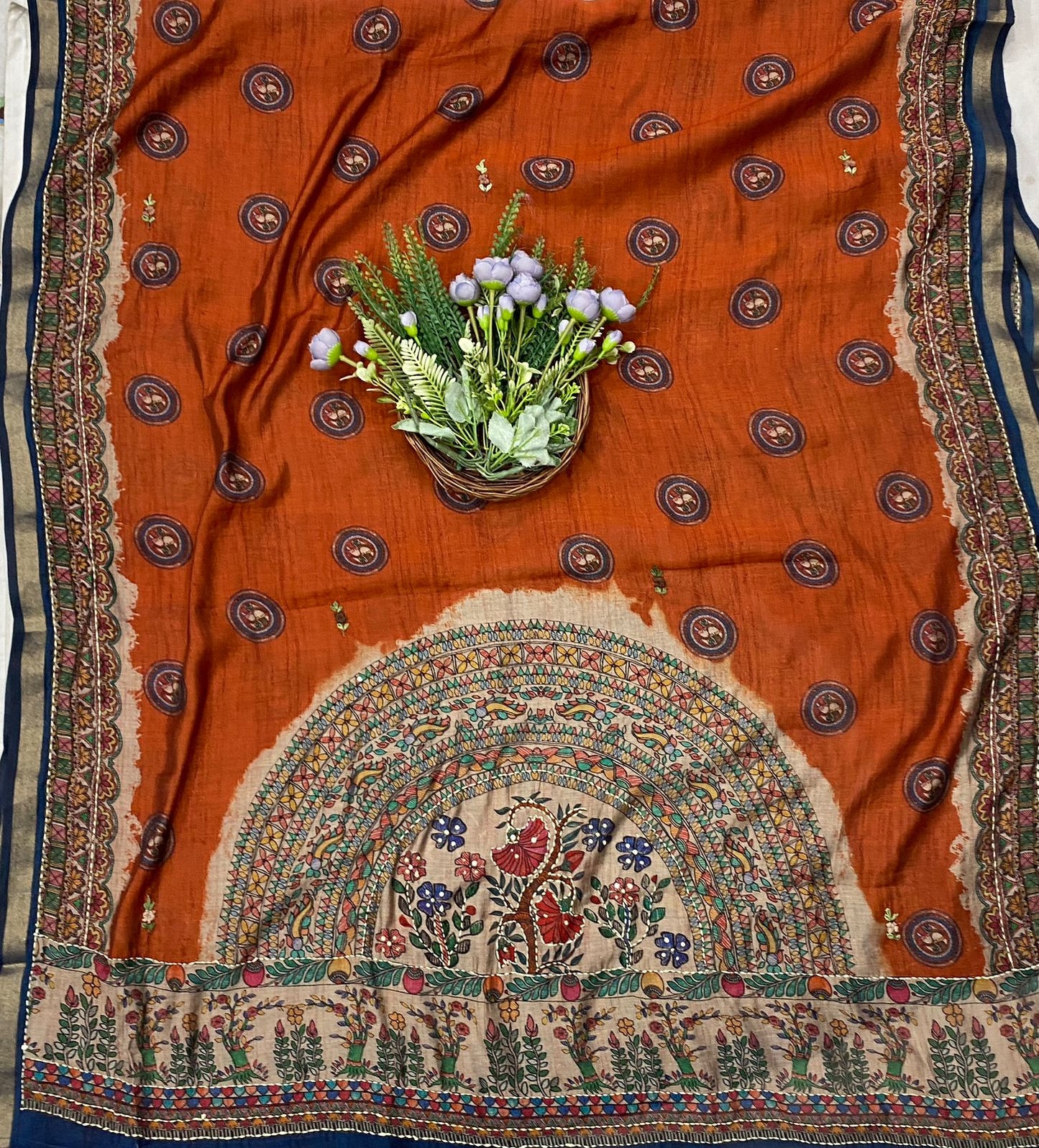 510C Maheshwari Rust Orange Suit Fabric / CKC Maheshwari Suits