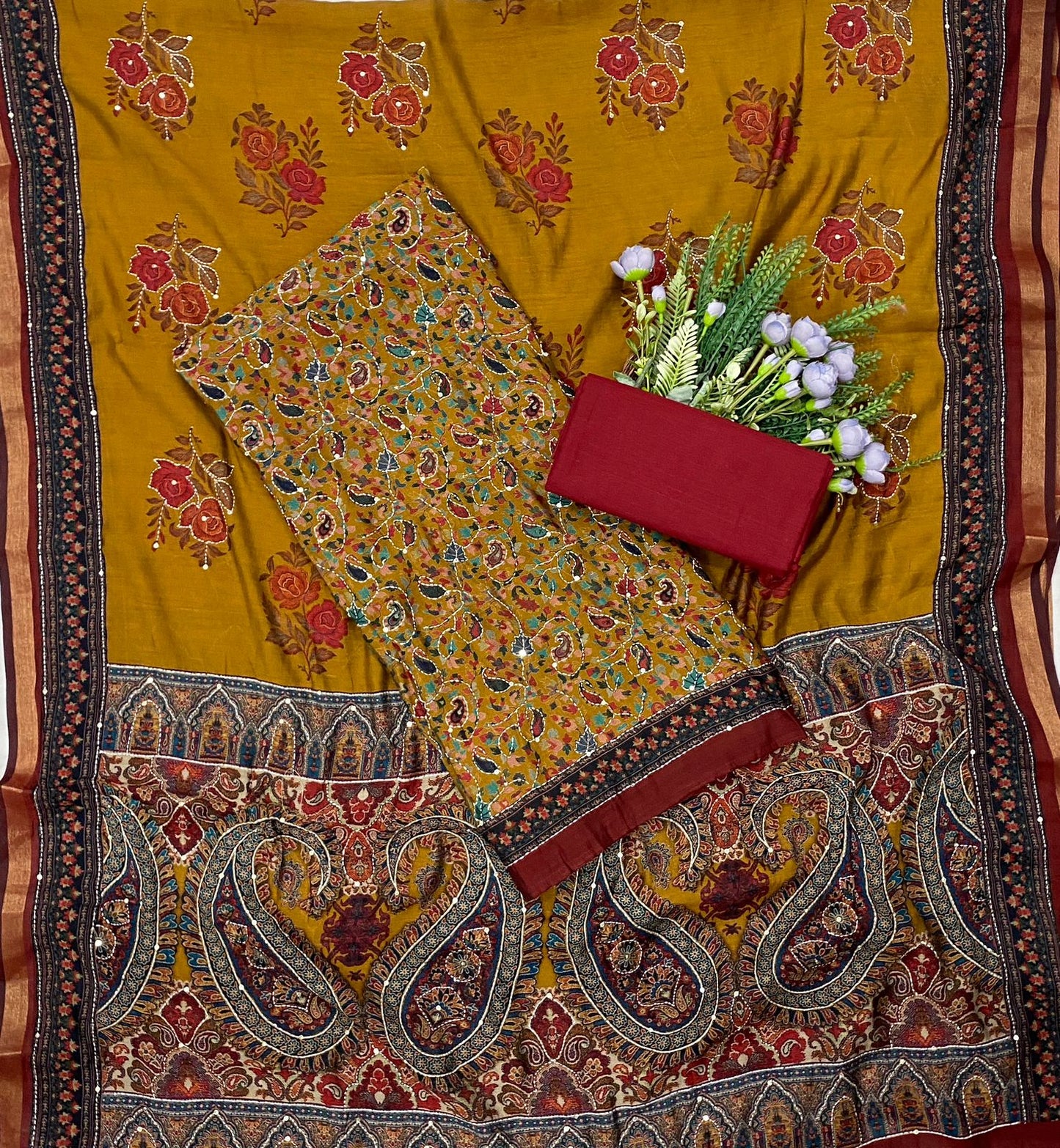 509C Maheshwari Mustard Suit Fabric / CKC Maheshwari Suits