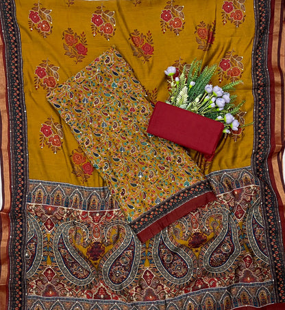 509C Maheshwari Mustard Suit Fabric / CKC Maheshwari Suits