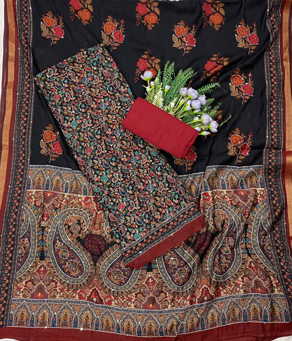 507C Maheshwari Black Suit Fabric / CKC Maheshwari Suits