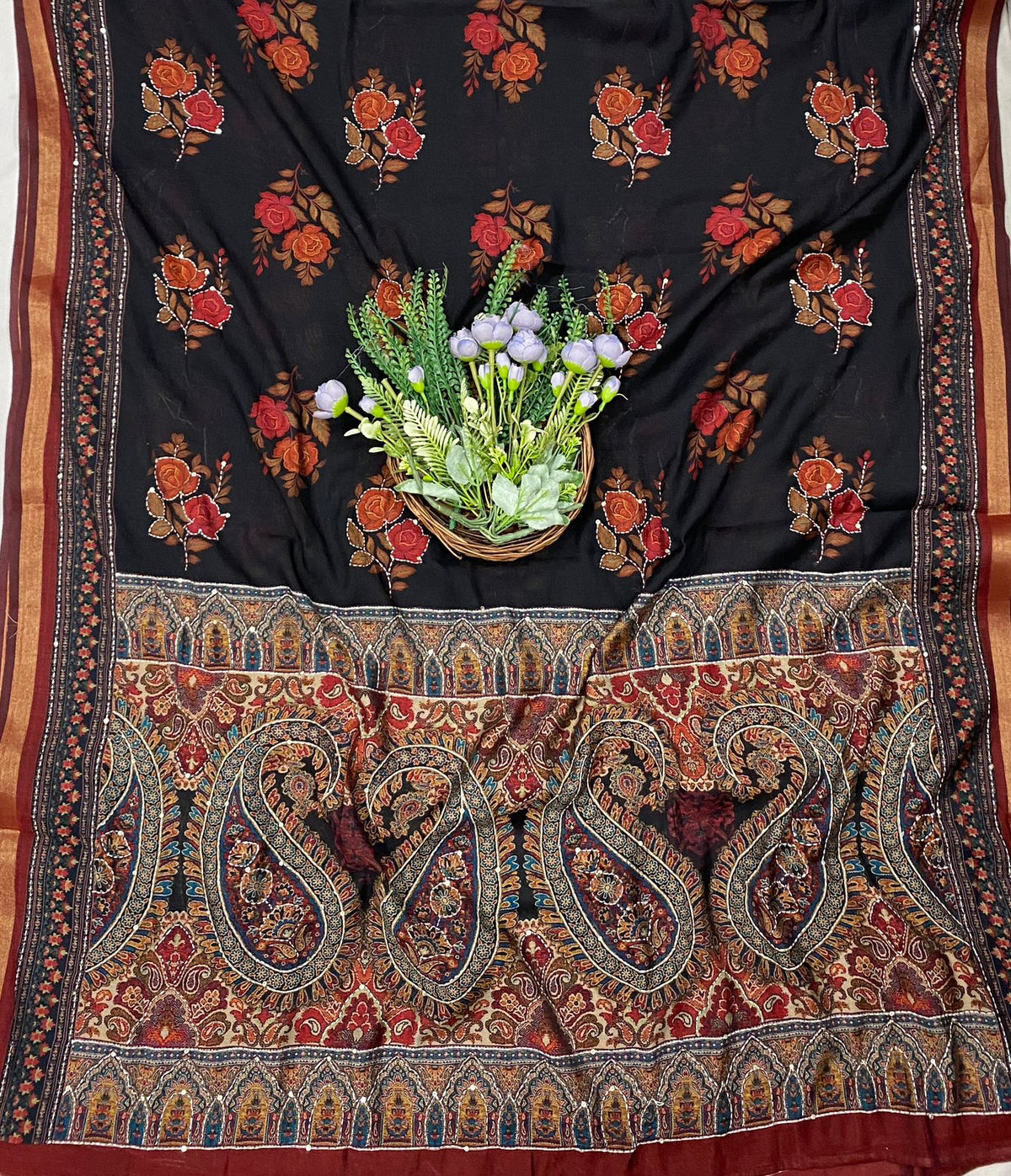 507C Maheshwari Black Suit Fabric / CKC Maheshwari Suits