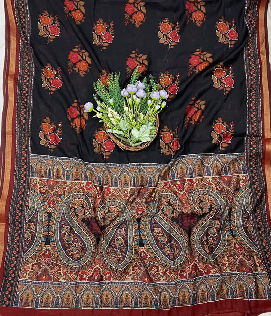 507C Maheshwari Black Suit Fabric / CKC Maheshwari Suits
