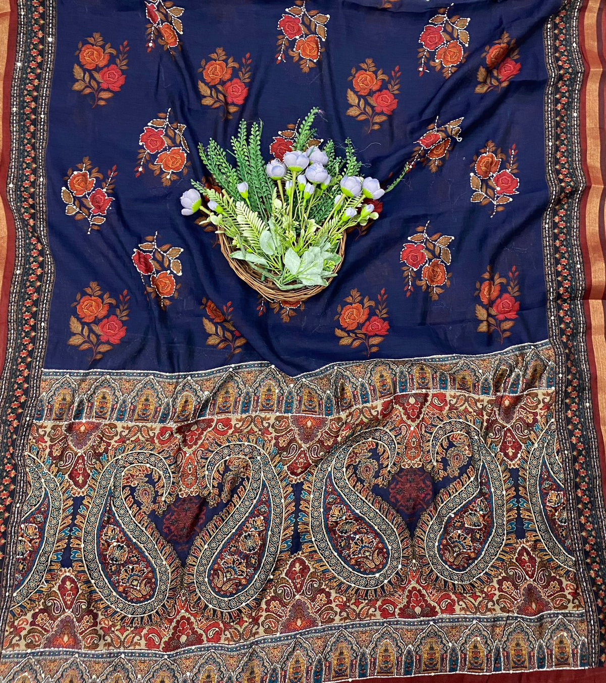 506C Maheshwari Navy Blue Suit Fabric / CKC Maheshwari Suits