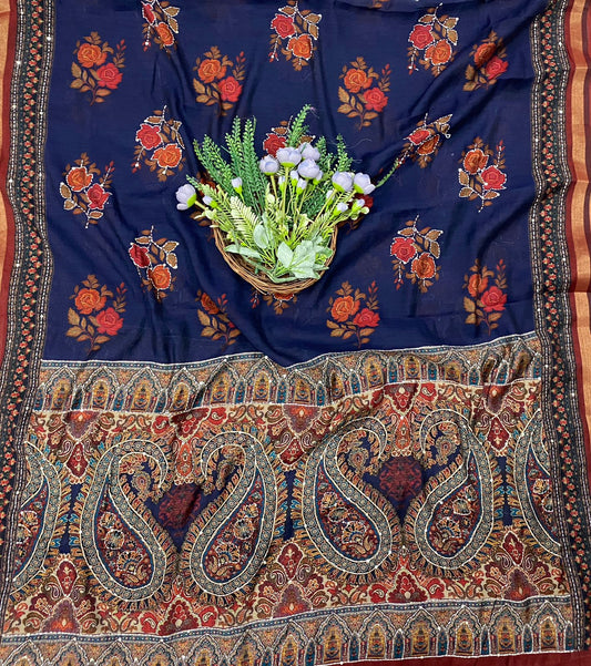 506C Maheshwari Navy Blue Suit Fabric / CKC Maheshwari Suits