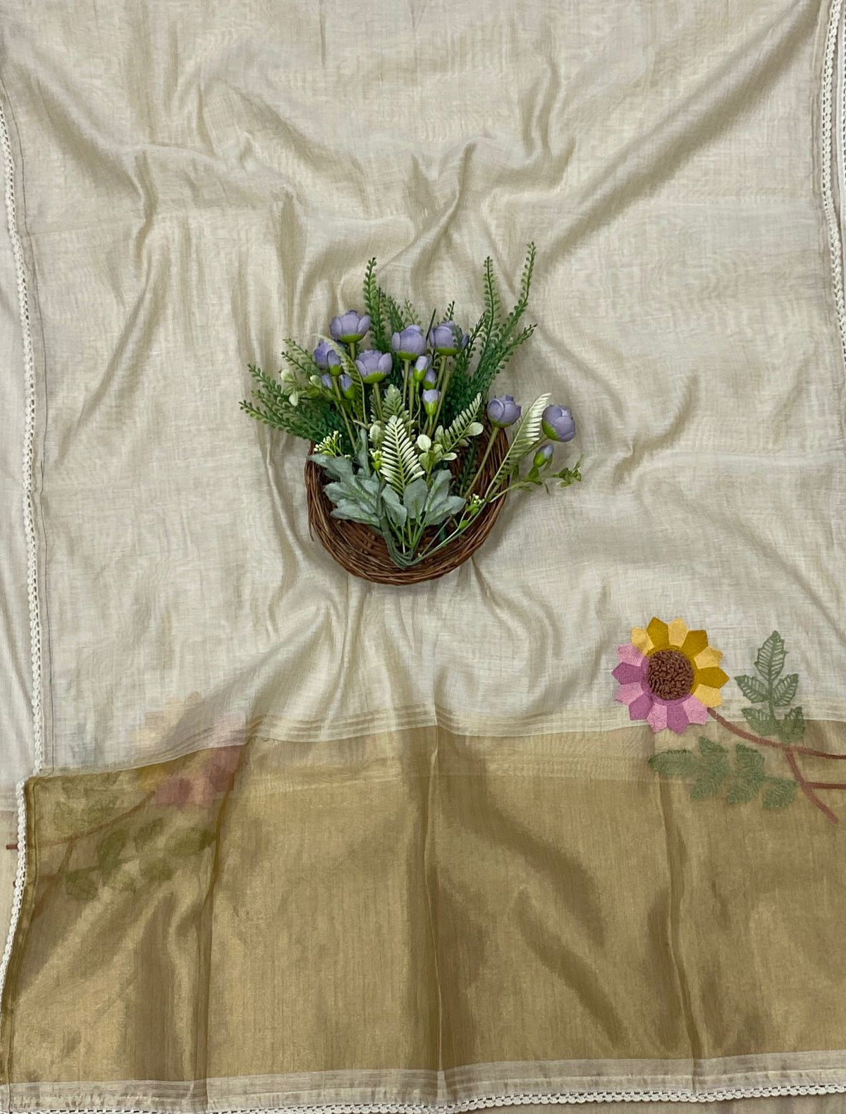 211C Mul Cotton Beige suit Fabric / CKC Mul Cotton