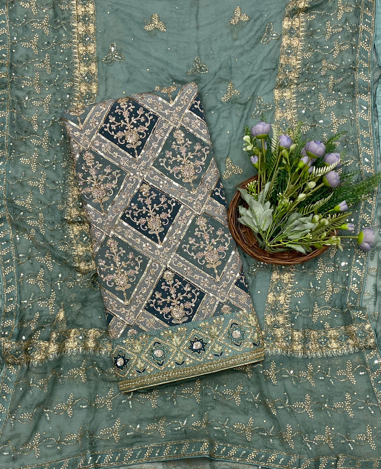 605C Silk Dark Green Suit Fabric/ CKC Partywear Collection