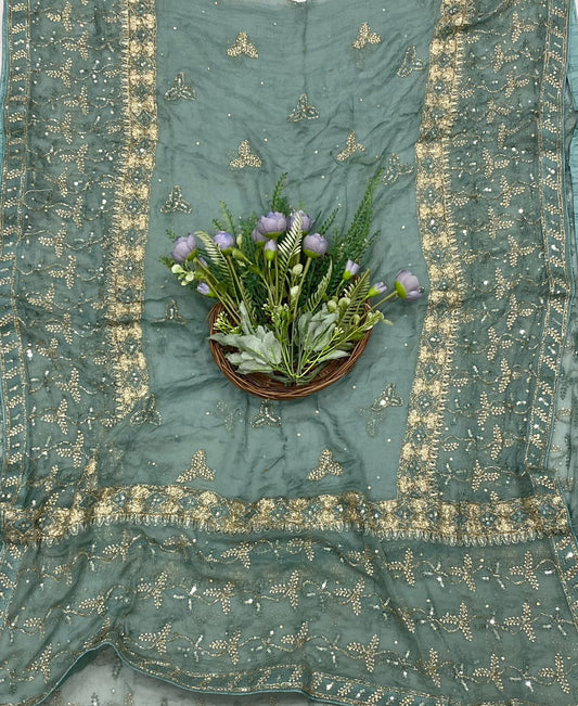 605C Silk Dark Green Suit Fabric/ CKC Partywear Collection