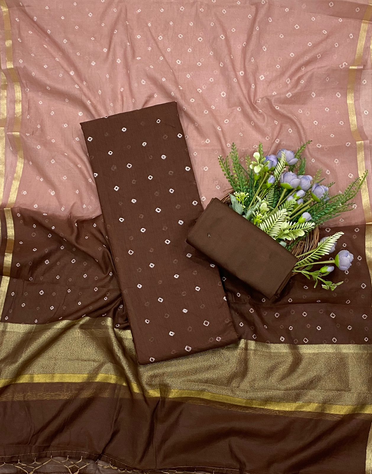 568C Mul Cotton Brown Suit Fabric / CKC Mul Cotton
