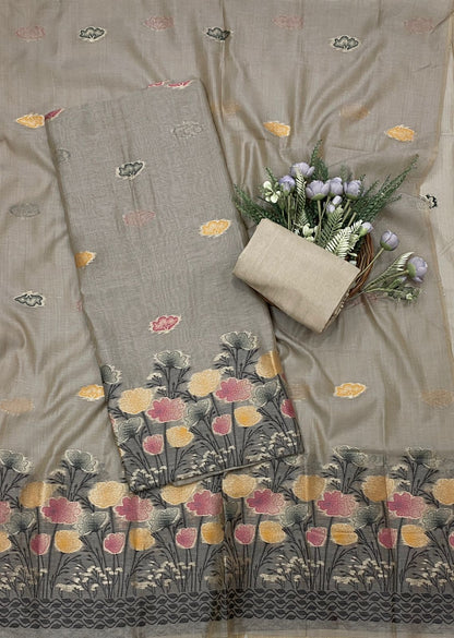 575C Jamdani Dusty Beige Suit Fabric / CKC Jamdani Suits