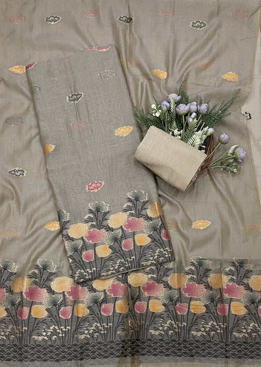 575C Jamdani Dusty Beige Suit Fabric / CKC Jamdani Suits