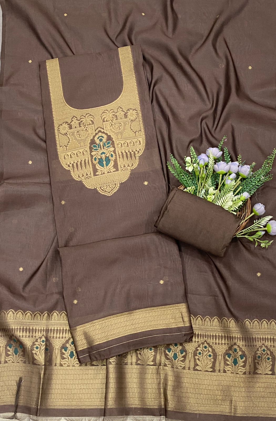 638C Jamdani Brown Suit Fabric / CKC Jamdani Suits