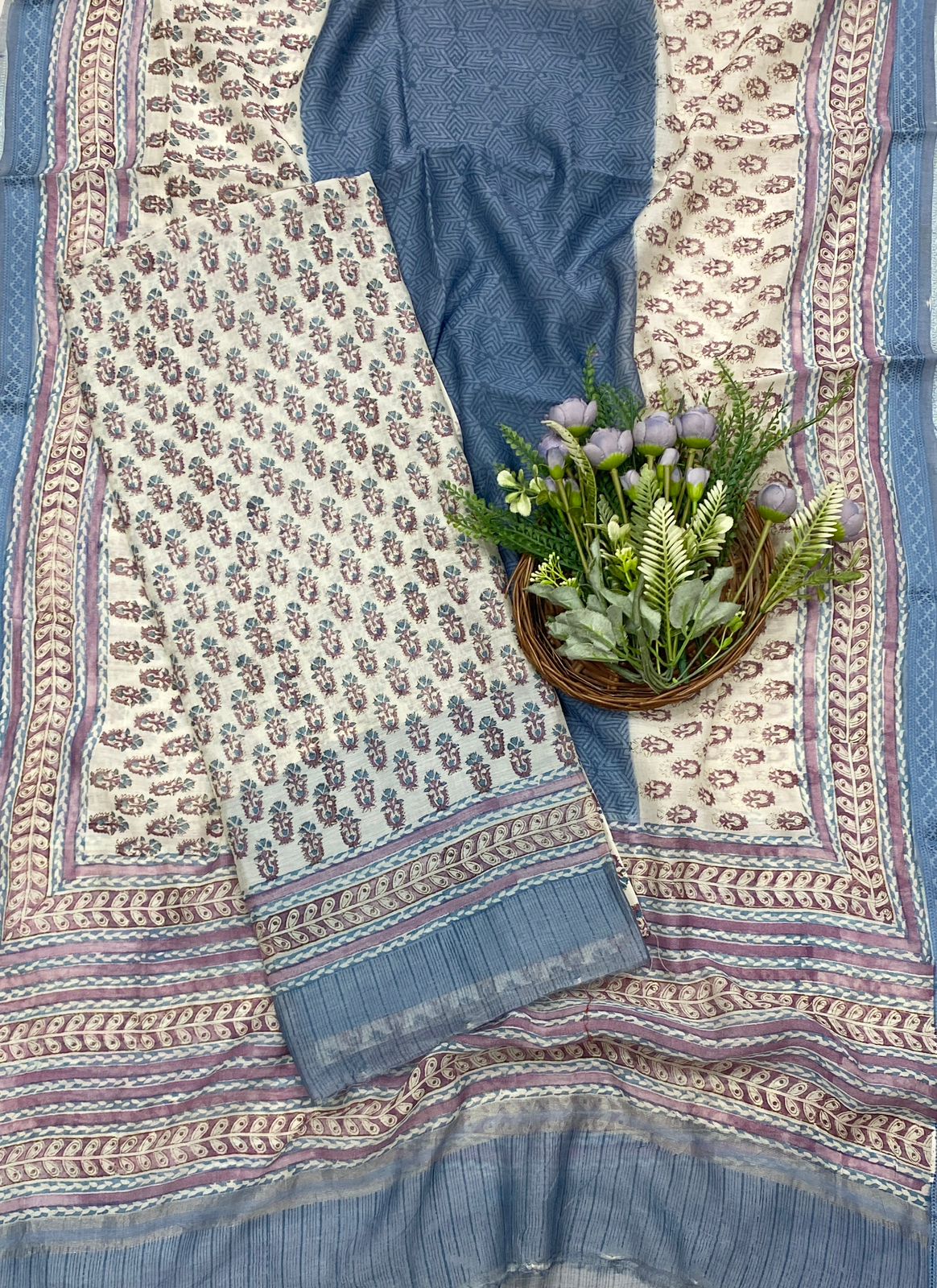 567C Pure Mul Cotton Ice Blue Suit Fabric / CKC Mul Cotton