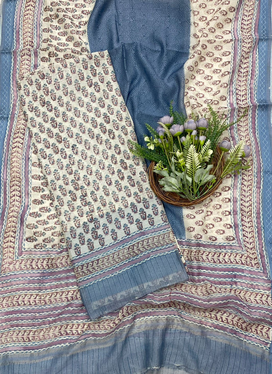 567C Pure Mul Cotton Ice Blue Suit Fabric / CKC Mul Cotton