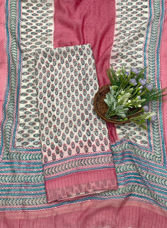 564C Pure Mul Cotton Pink Suit Fabric / CKC Mul Cotton