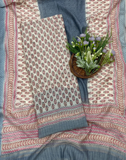 565C Pure Mul Cotton Grey Suit Fabric / CKC Mul Cotton