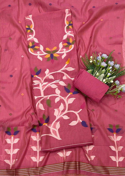 585C Jamdani Pink Suit Fabric / CKC Jamdani Suits