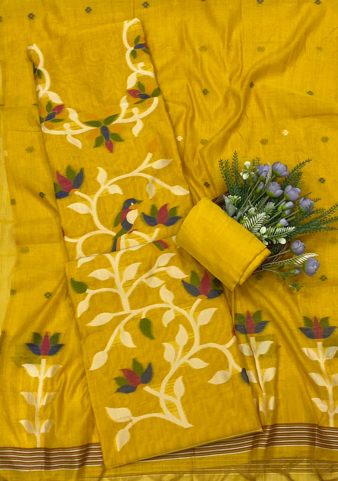 588C Jamdani Yellow Suit Fabric / CKC Jamdani Suits