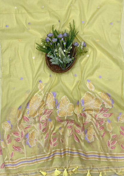 560C Mul Chanderi Lemon Suit Fabric/ CKC Mul Cotton