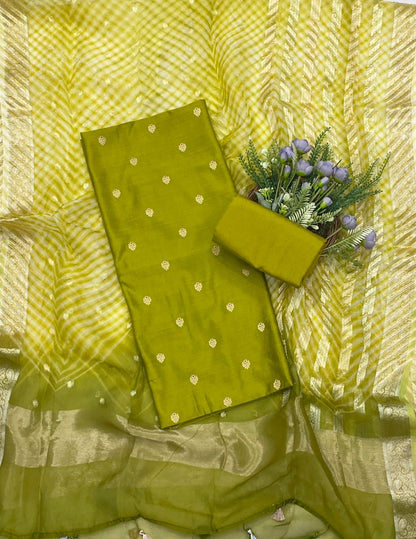 579C Pure Chinya Silk Green Suit Fabric / CKC Banarasi Edit