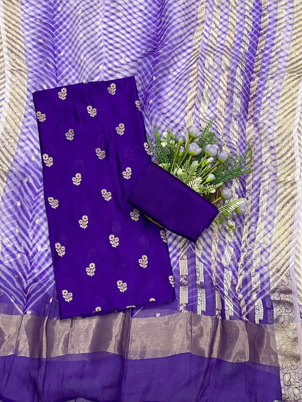 578C Pure Chinya Silk Deep Blue Suit Fabric / CKC Banarasi Edit