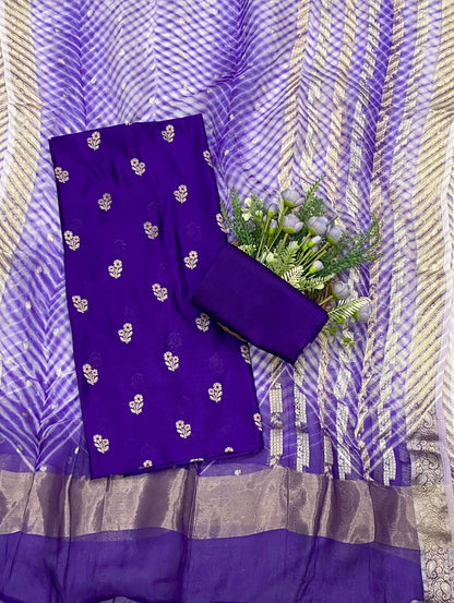 578C Pure Chinya Silk Deep Blue Suit Fabric / CKC Banarasi Edit