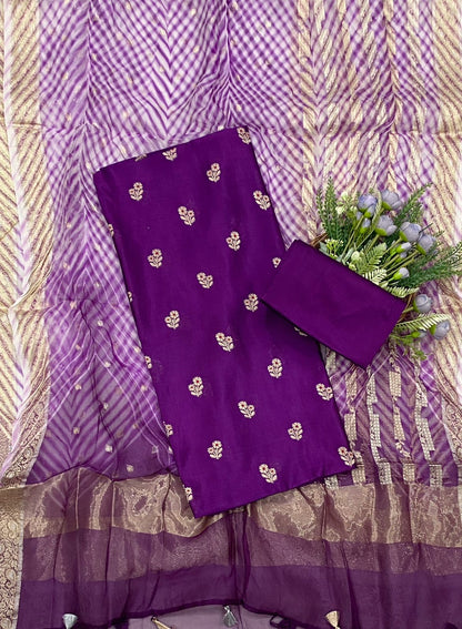 577C Pure Chinya Silk Dark Purple Suit Fabric / CKC Banarasi Edit