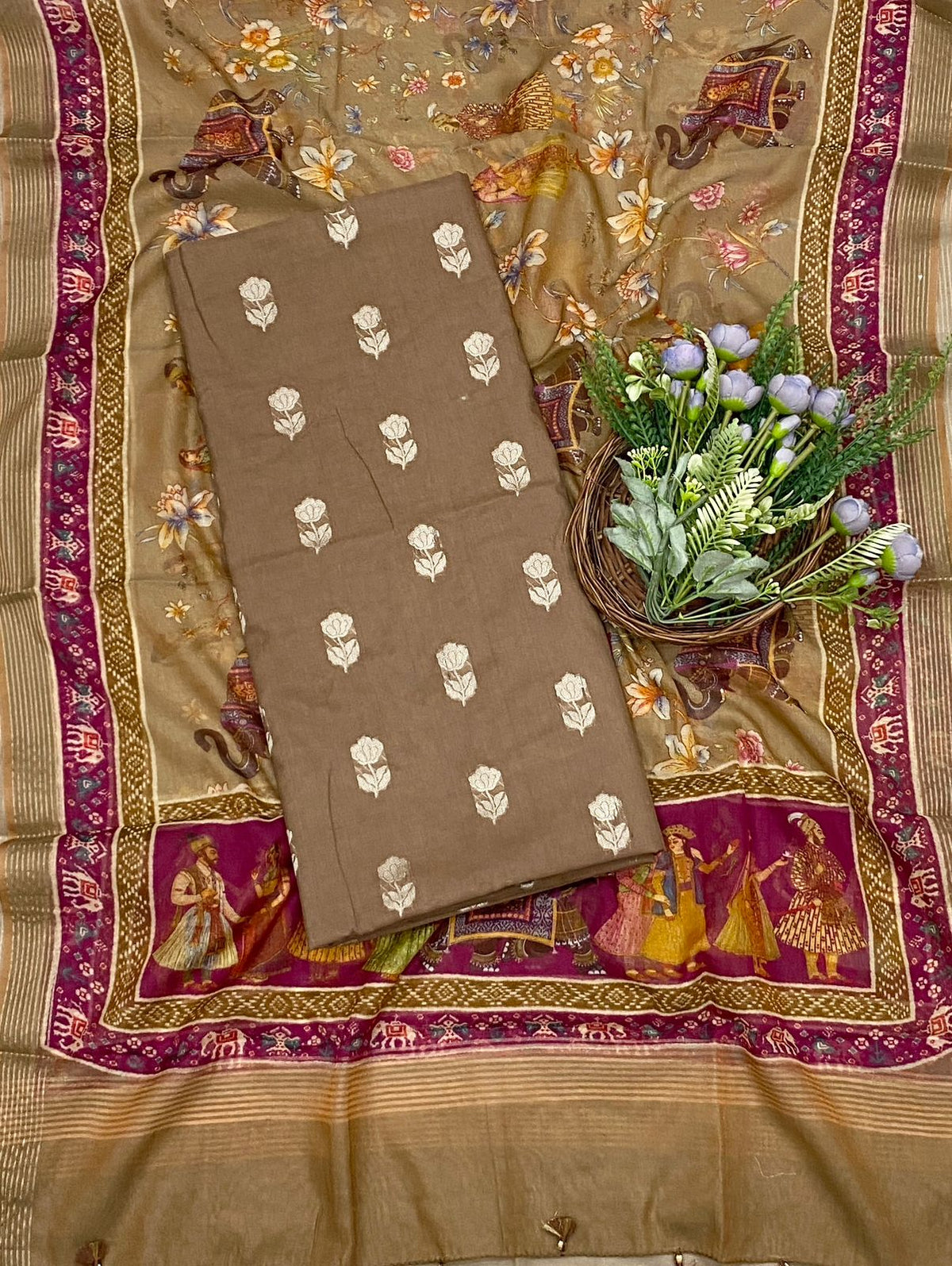 558C Mushrise Cotton Nude Brown Suit Fabric / CKC Cotton Bazaar