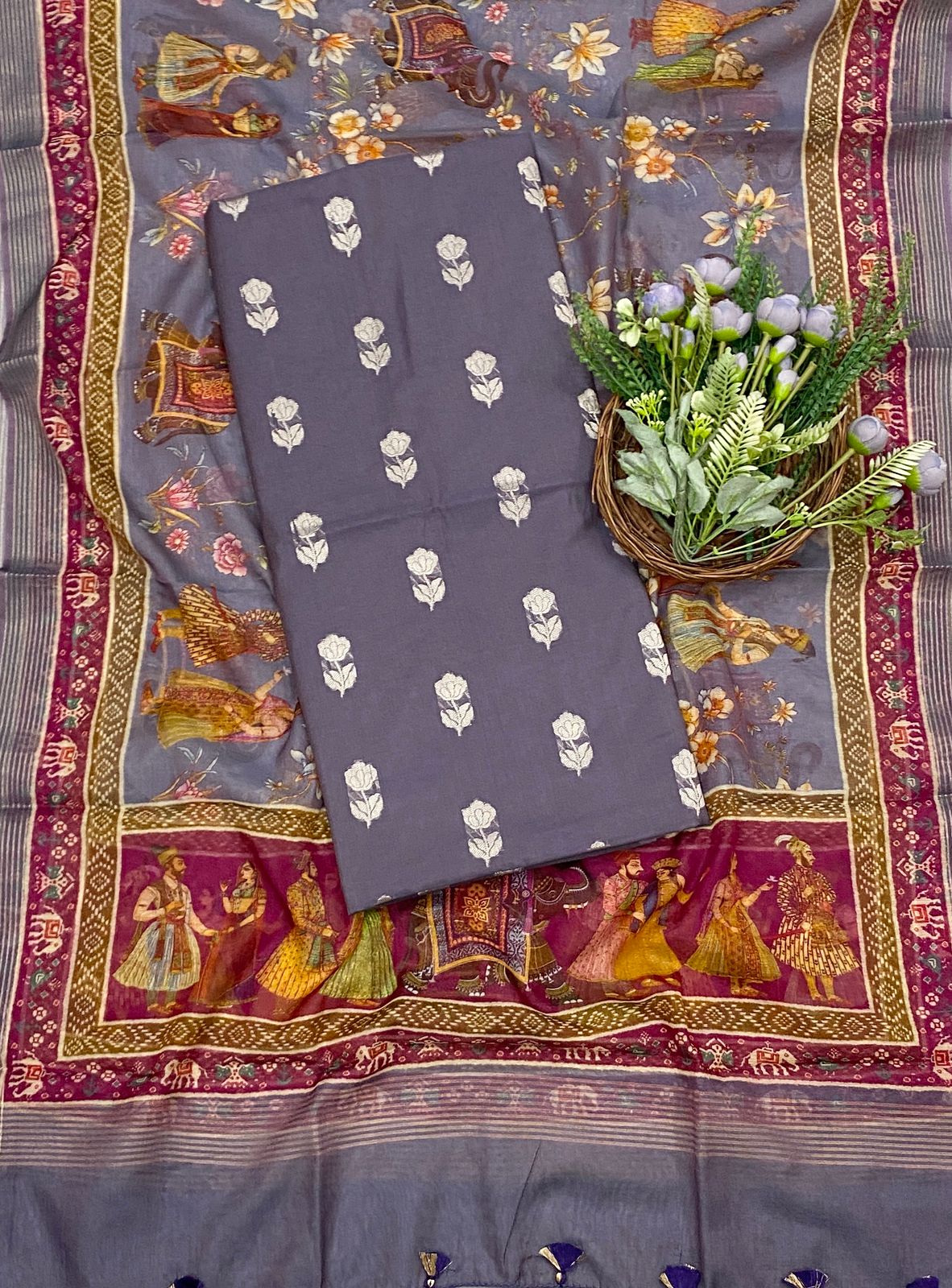 557C Mushrise Cotton Mauve Suit Fabric / CKC Cotton Bazaar