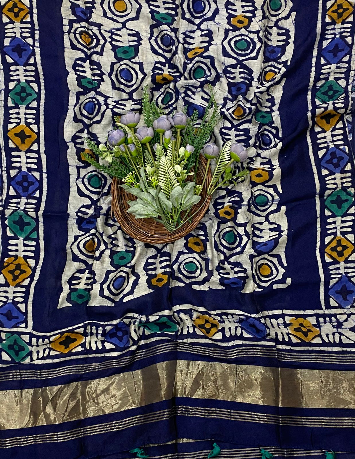 603C Jaipuri Modal Silk Blue With Navy Blue Suit Fabric / CKC Jaipuri Suits