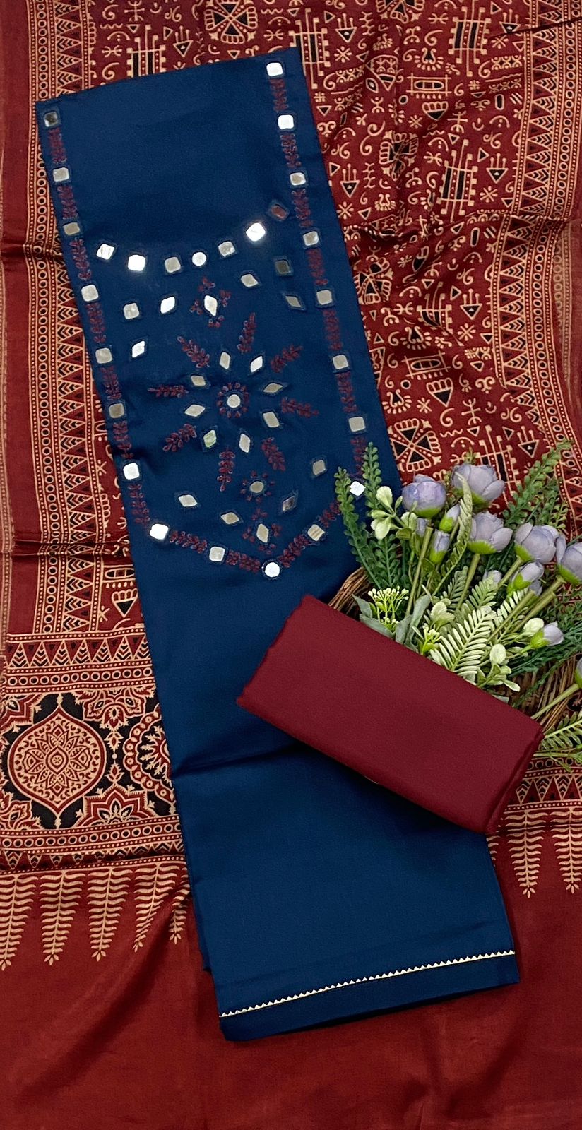 599C Jaipuri Modal Silk Navy Blue  Suit Fabric / CKC Jaipuri Suits