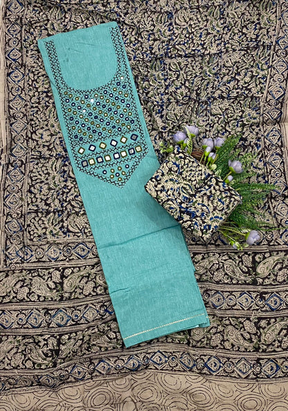 543C Cotton Light Sea Blue Suit Fabric / CKC Cotton Bazaar