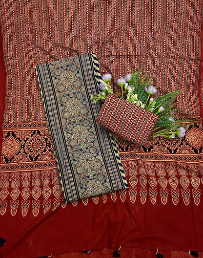 548C Cotton Red With Black Suit Fabric / CKC Cotton Bazaar