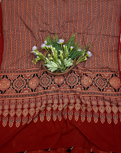548C Cotton Red With Black Suit Fabric / CKC Cotton Bazaar