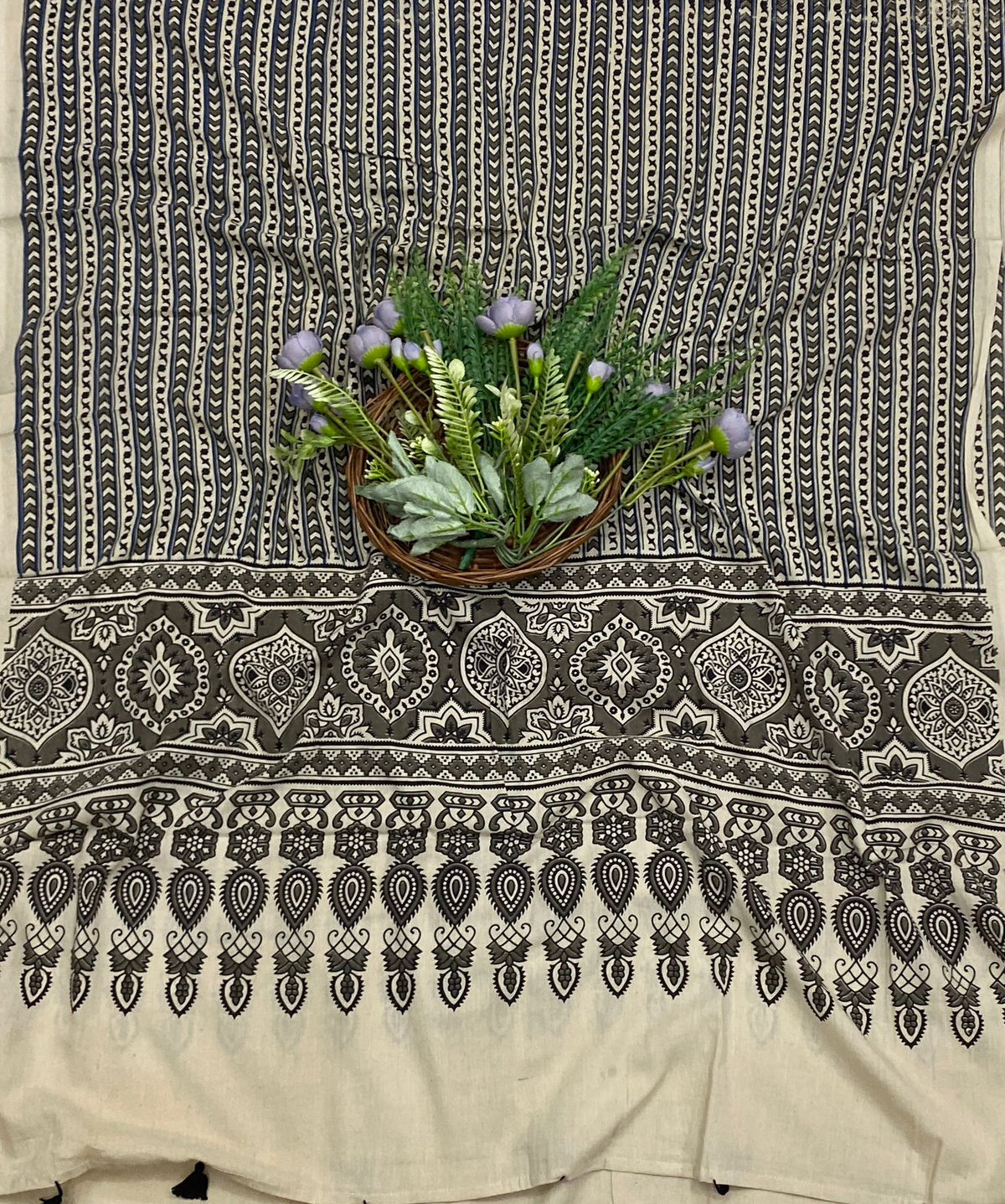 549C Cotton Cream With Black Suit Fabric / CKC Cotton Bazaar