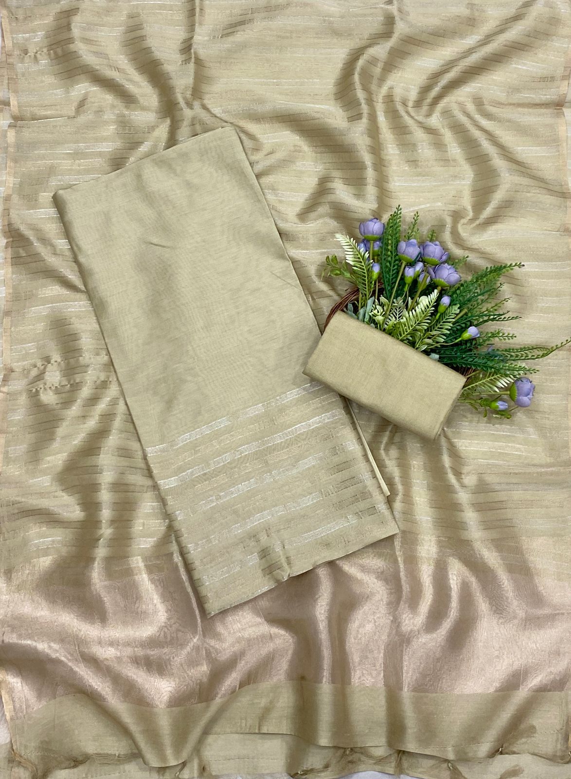 594C Mushrise Tissue Light Beige Suit Fabric/ CKC Partywear Collection