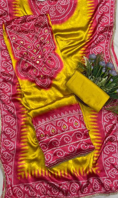 629C Gajji Yellow Suit Fabric / CKC Jaipuri Suits