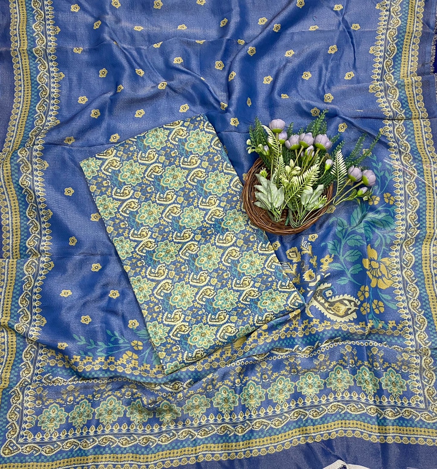612C Shimmer Tassar Blue Fabric/ CKC Tassar Suits