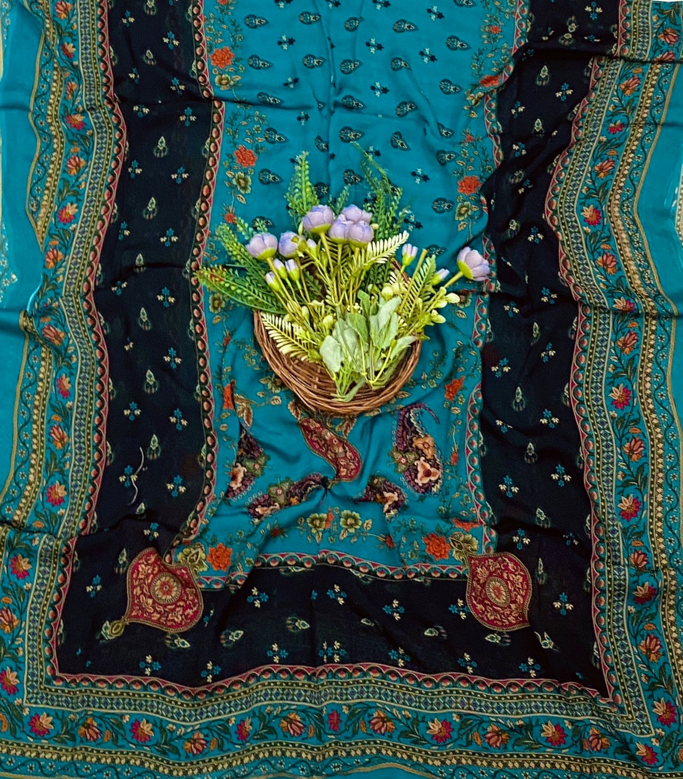 534C Crepe Black With Dark Sea Green Suit Fabric/ CKC Partywear Collection