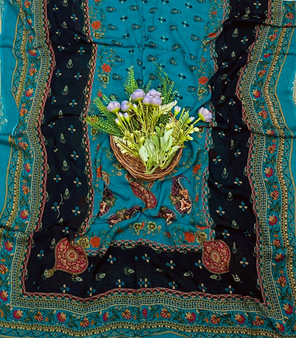 534C Crepe Black With Dark Sea Green Suit Fabric/ CKC Partywear Collection