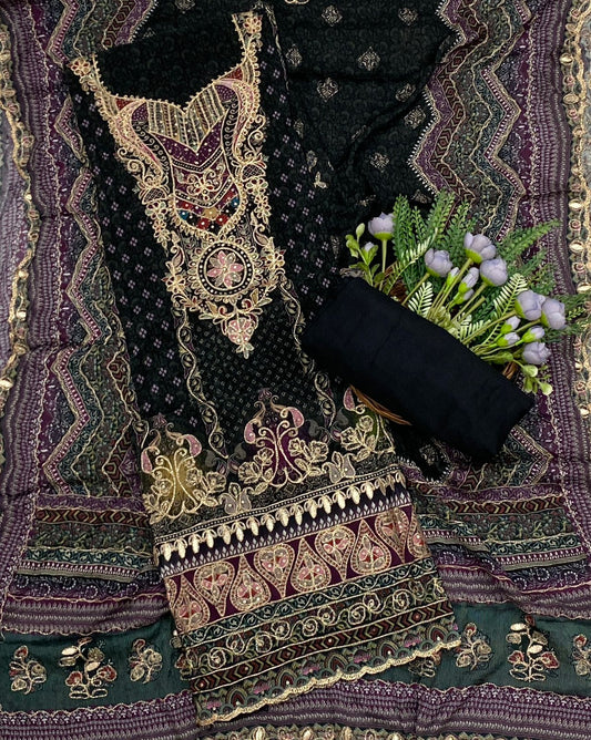 626C Crepe Black Suit Fabric / CKC Crepe Suits