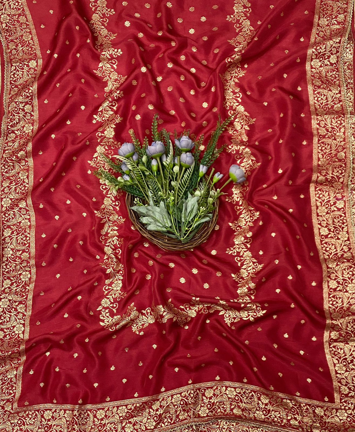 656C Dola Silk Red Suit Fabric/ CKC Partywear Collection