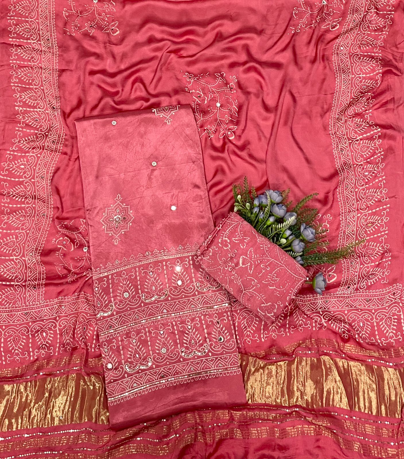 645C Jaipuri Modal Silk Pink Suit Fabric / CKC Jaipuri Suits
