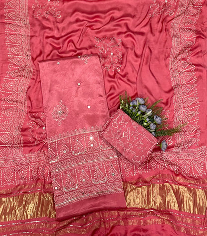 645C Jaipuri Modal Silk Pink Suit Fabric / CKC Jaipuri Suits