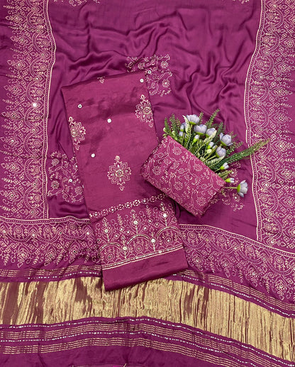 650C Jaipuri Modal Silk Dark Pink Suit Fabric / CKC Jaipuri Suits